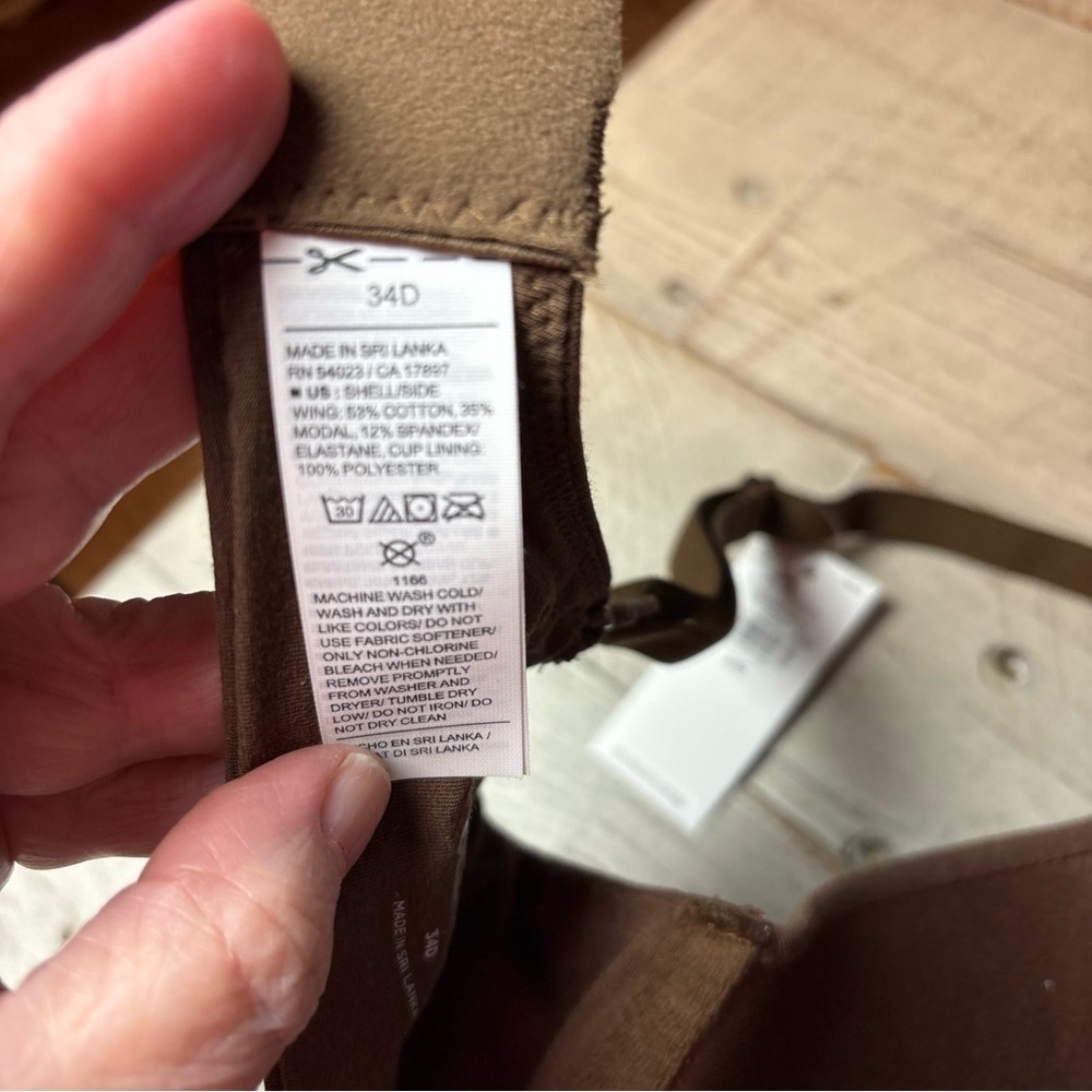 OLD NAVY- Brown Cotton Blend Full Coverage LIGHTLY PADDED-UNDERWIRE-BRA-Sz-34D - Picture 13 of 15